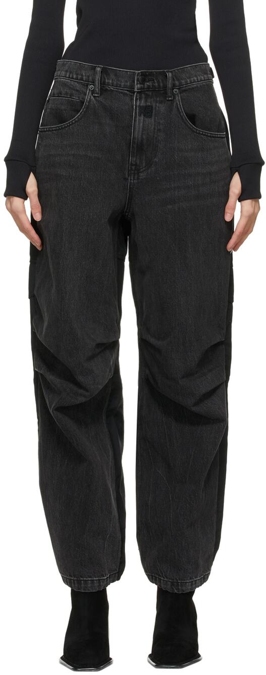 Alexander Wang Utility Black Pack Mix Hybrid Denim Jeans Size 27
